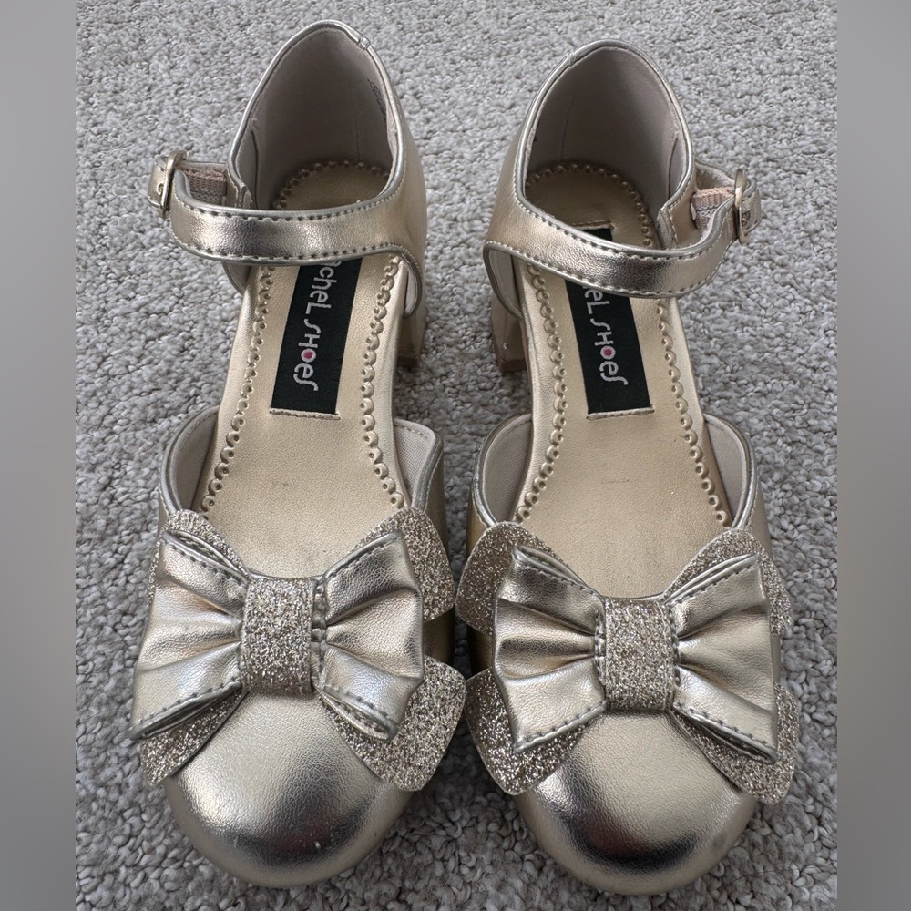 Rachel Shoes Shimmering Gold Metallic Holiday Heel Shoes Toddler Girls 12M